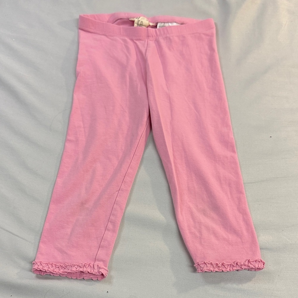 ⭐️ H&M - Kids Soft Pink Cotton Leggings/pants w/ ruffle hem details